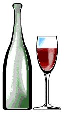 Wine bottle and glass